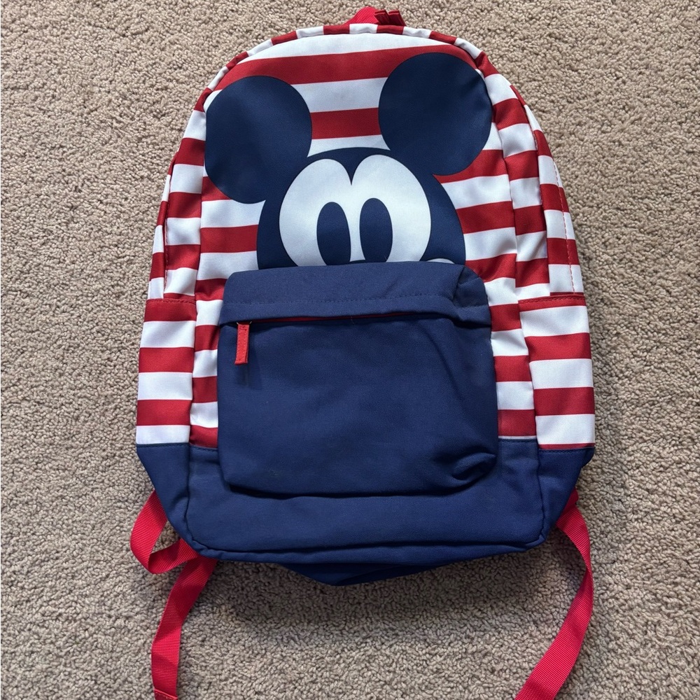 Disney Mickey Mouse Striped Americana Backpack - Red and Blue
